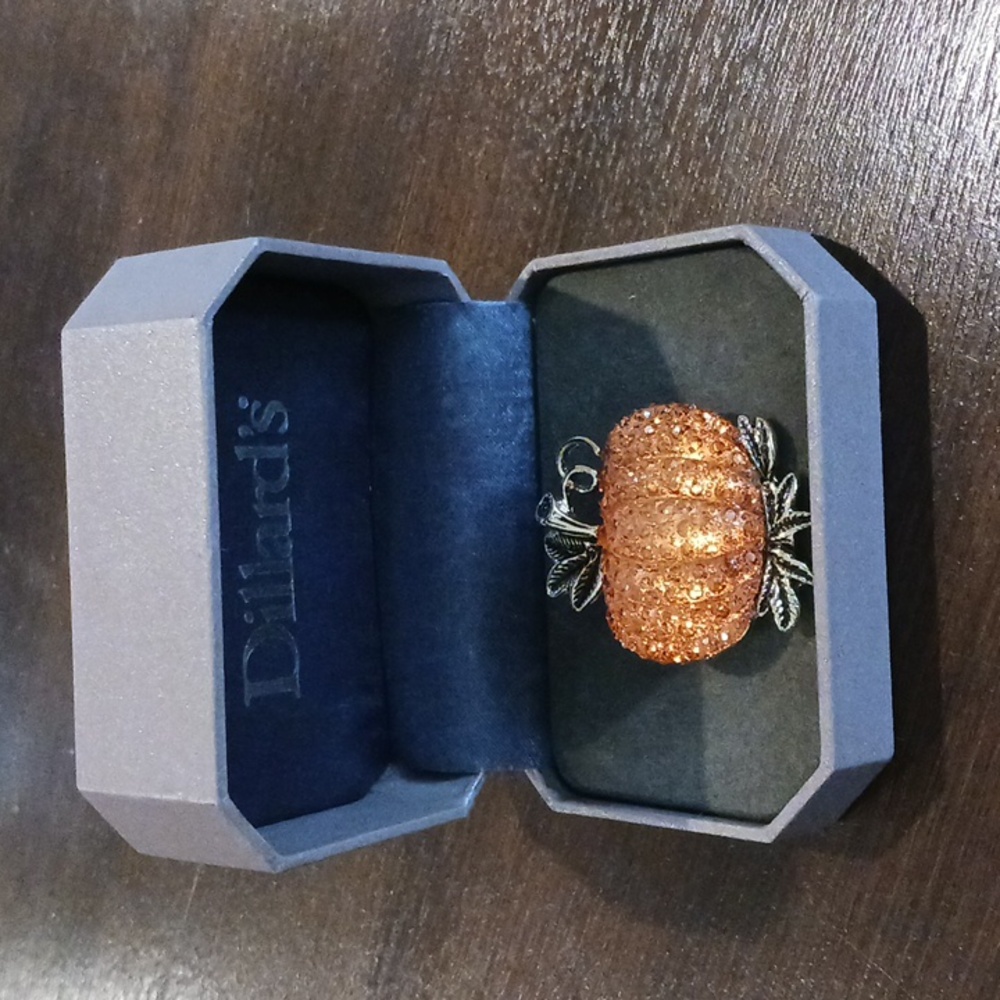 Orange Pumpkin Brooch/pen Autumn Fall from Dillard's original box 1.5"